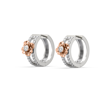 Elanna Flower Diamond Huggie Earrings