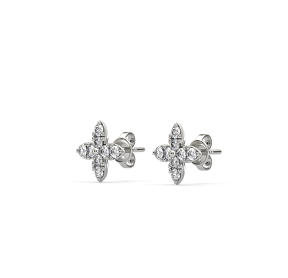 Lucille Flower Diamond Stud Earrings