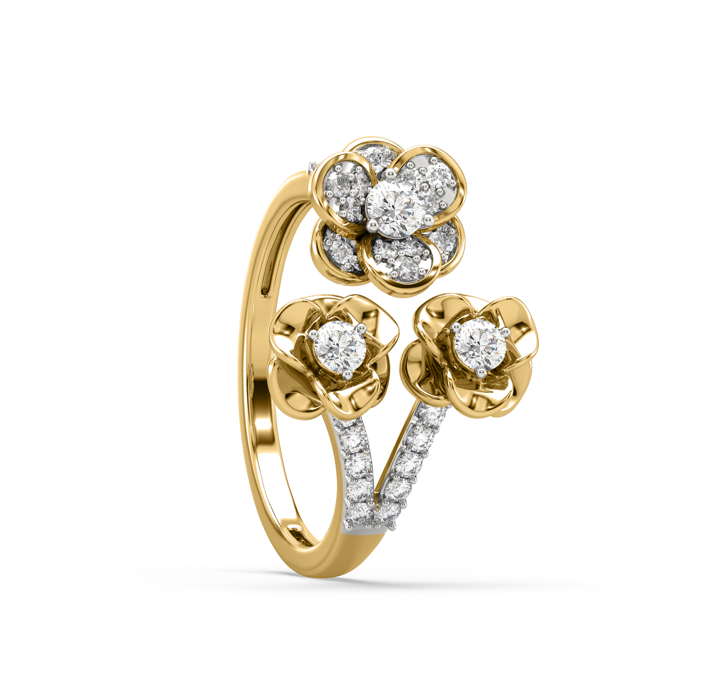 Elena Floral Diamond Open Ring