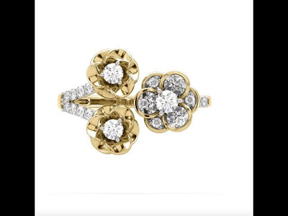 Elena Floral Diamond Open Ring